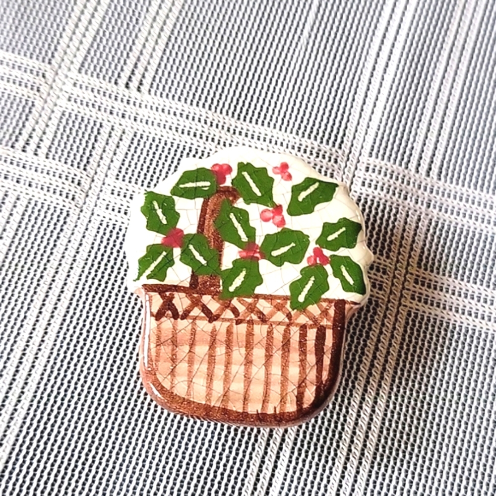 The Potting Shed  Holiday Basket Brooch